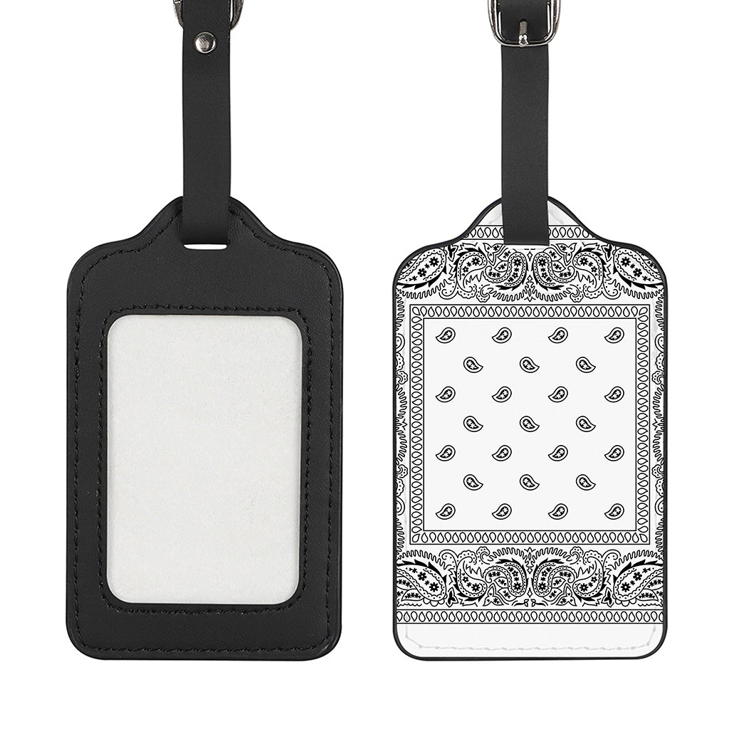 White And Black Paisley Bandana Print Luggage Tag