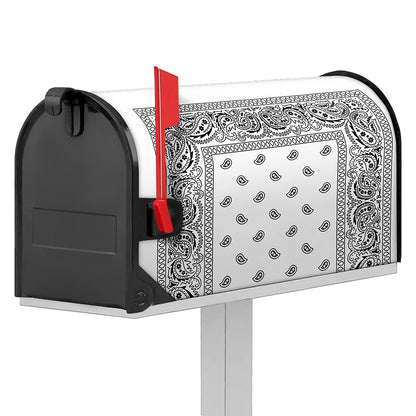 White And Black Paisley Bandana Print Mailbox Cover
