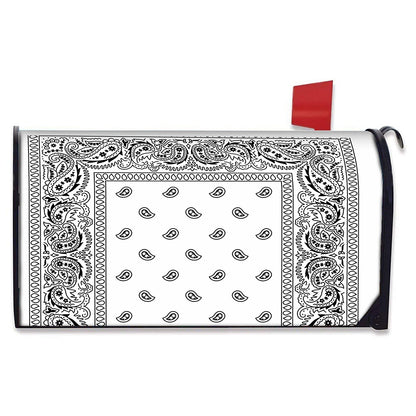 White And Black Paisley Bandana Print Mailbox Cover