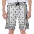 White And Black Paisley Bandana Print Men's Beach Shorts