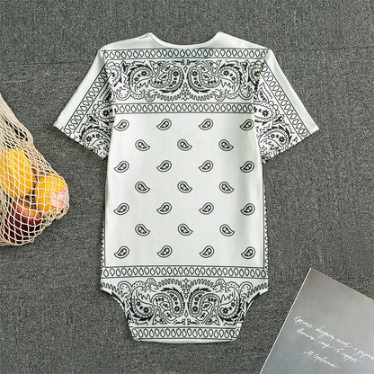White And Black Paisley Bandana Print Men's Bodysuit