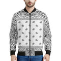 White And Black Paisley Bandana Print Men's Bomber Jacket