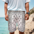 White And Black Paisley Bandana Print Men's Cargo Shorts