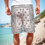 White And Black Paisley Bandana Print Men's Cargo Shorts