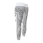 White And Black Paisley Bandana Print Men's Compression Pants