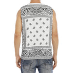 White And Black Paisley Bandana Print Men's Fitness Tank Top