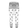 White And Black Paisley Bandana Print Men's Leggings