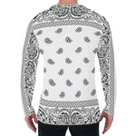 White And Black Paisley Bandana Print Men's Long Sleeve T-Shirt