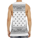 White And Black Paisley Bandana Print Men's Muscle Tank Top