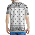 White And Black Paisley Bandana Print Men's Polo Shirt