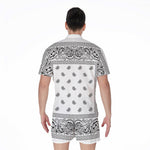 White And Black Paisley Bandana Print Men's Rompers