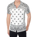 White And Black Paisley Bandana Print Men's Shirt