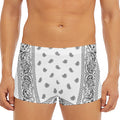 White And Black Paisley Bandana Print Men's Short Boxer Briefs