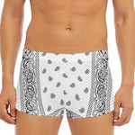 White And Black Paisley Bandana Print Men's Short Boxer Briefs