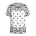 White And Black Paisley Bandana Print Men's Sports T-Shirt