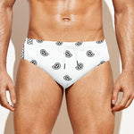 White And Black Paisley Bandana Print Men's Swim Briefs