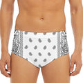 White And Black Paisley Bandana Print Men's Triangle Swim Briefs