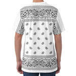 White And Black Paisley Bandana Print Men's Velvet T-Shirt