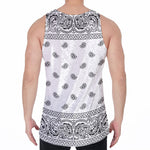 White And Black Paisley Bandana Print Men's Velvet Tank Top