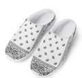 White And Black Paisley Bandana Print Mesh Casual Shoes