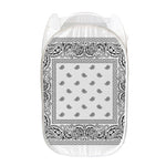 White And Black Paisley Bandana Print Mesh Laundry Hamper