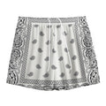 White And Black Paisley Bandana Print Mesh Shorts