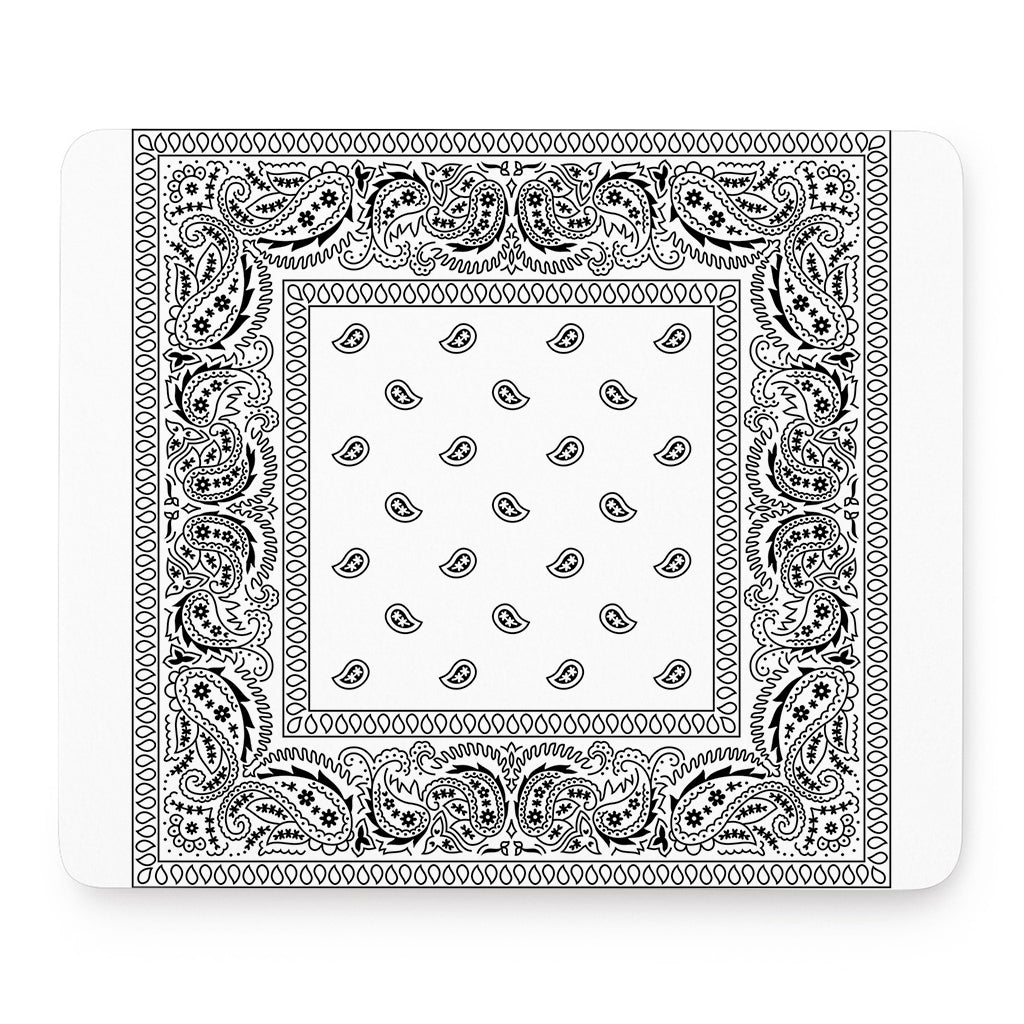 White And Black Paisley Bandana Print Mouse Pad