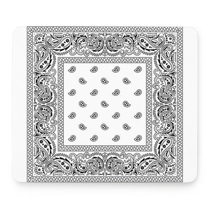 White And Black Paisley Bandana Print Mouse Pad