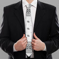 White And Black Paisley Bandana Print Necktie