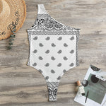 White And Black Paisley Bandana Print One Shoulder Bodysuit