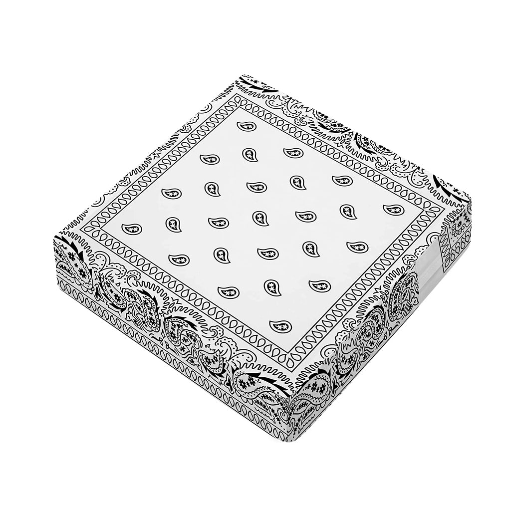 White And Black Paisley Bandana Print Outdoor Seat Cushion Cover