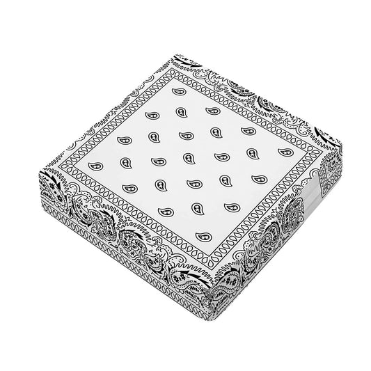 White And Black Paisley Bandana Print Outdoor Seat Cushion Cover