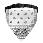 White And Black Paisley Bandana Print Over The Collar Dog Bandana