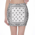 White And Black Paisley Bandana Print Pencil Mini Skirt
