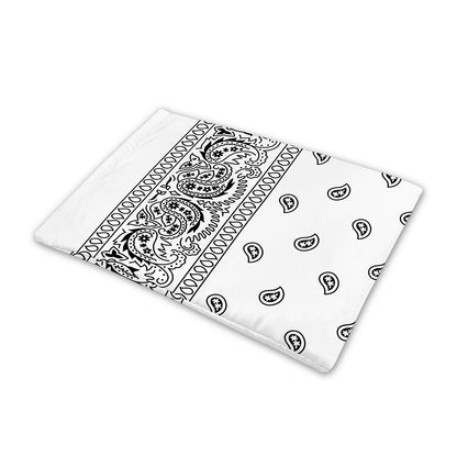 White And Black Paisley Bandana Print Pet Cooling Mat Cover