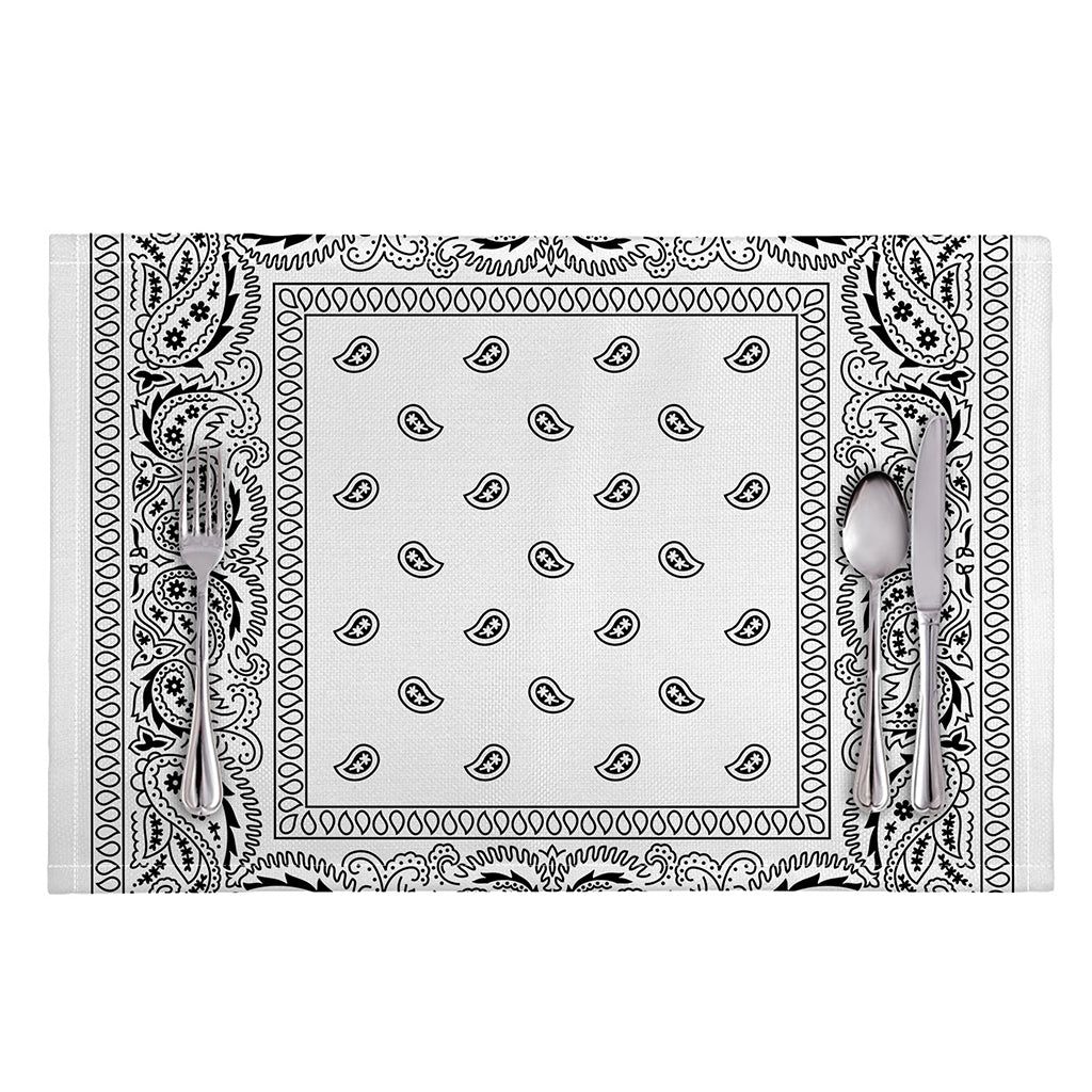 White And Black Paisley Bandana Print Placemat