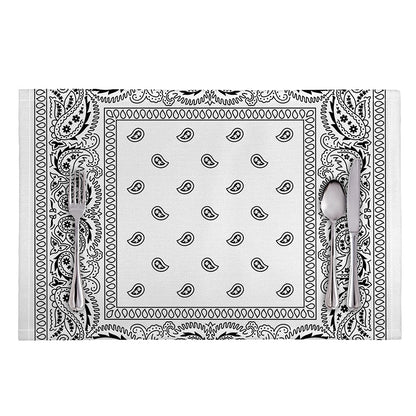 White And Black Paisley Bandana Print Placemat