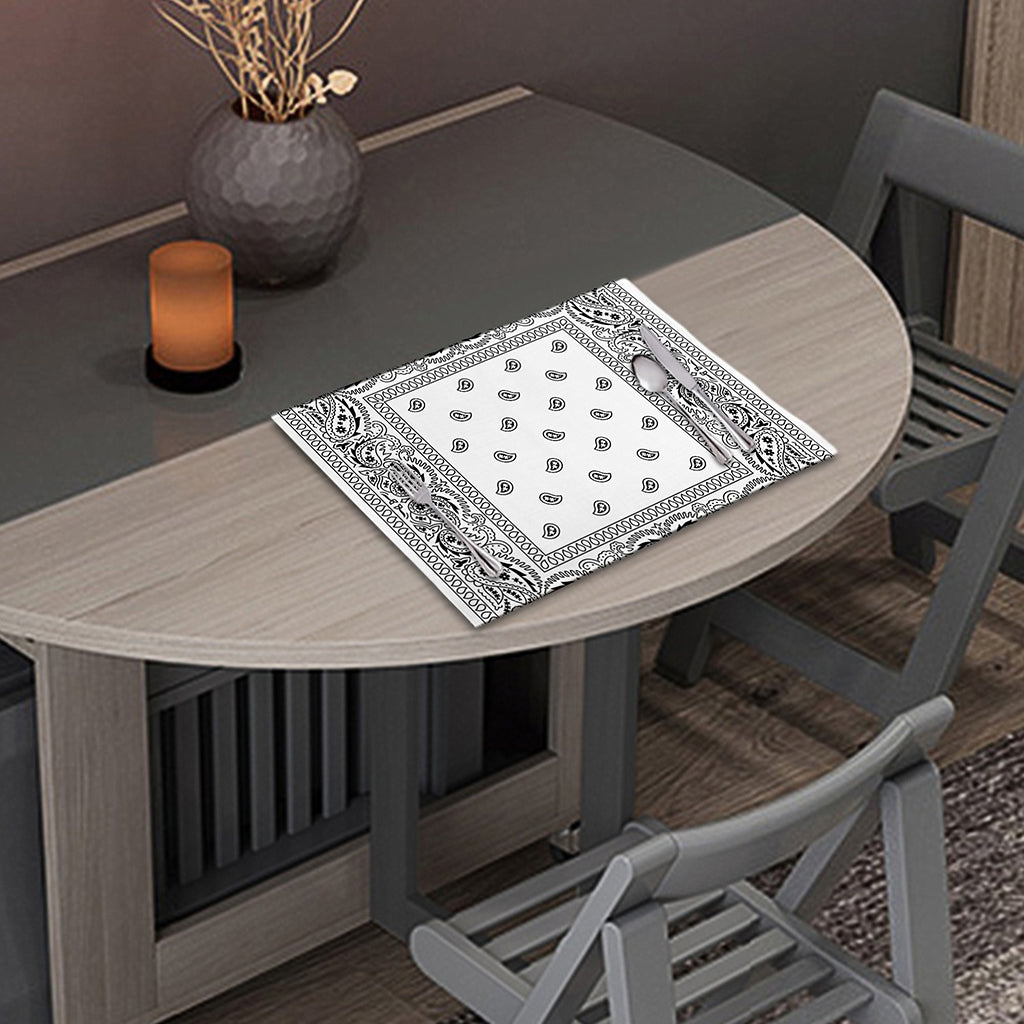 White And Black Paisley Bandana Print Placemat