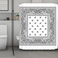 White And Black Paisley Bandana Print Polyester Shower Curtain