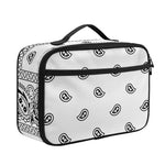 White And Black Paisley Bandana Print Portable Lunch Bag