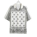 White And Black Paisley Bandana Print Rayon Hawaiian Shirt