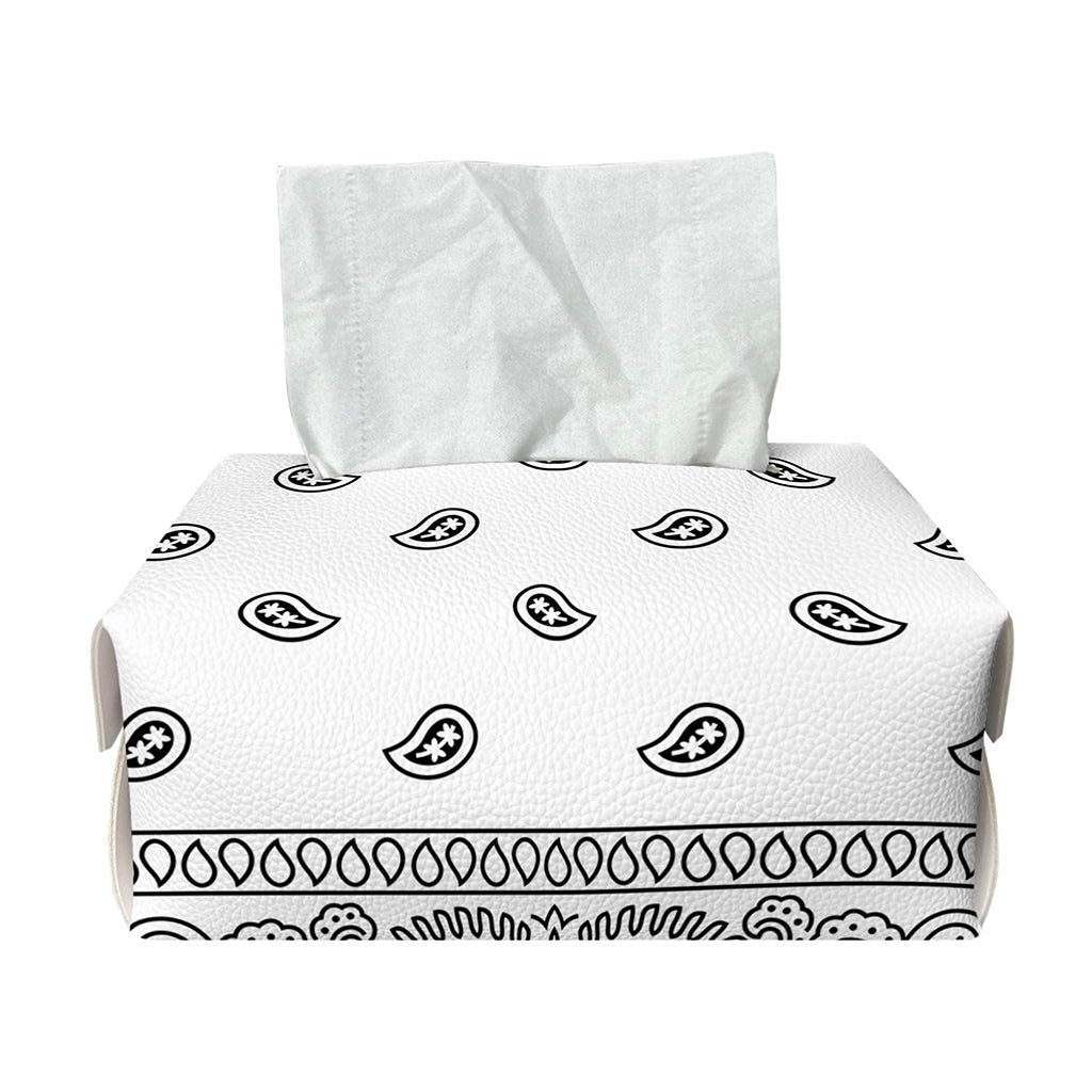 White And Black Paisley Bandana Print Rectangle Tissue Box Cover