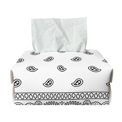White And Black Paisley Bandana Print Rectangle Tissue Box Cover