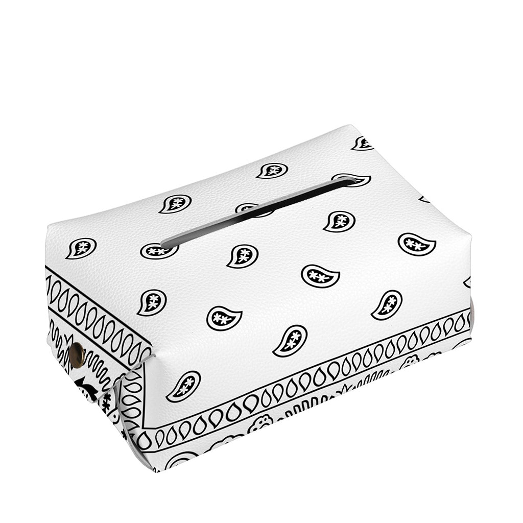 White And Black Paisley Bandana Print Rectangle Tissue Box Cover