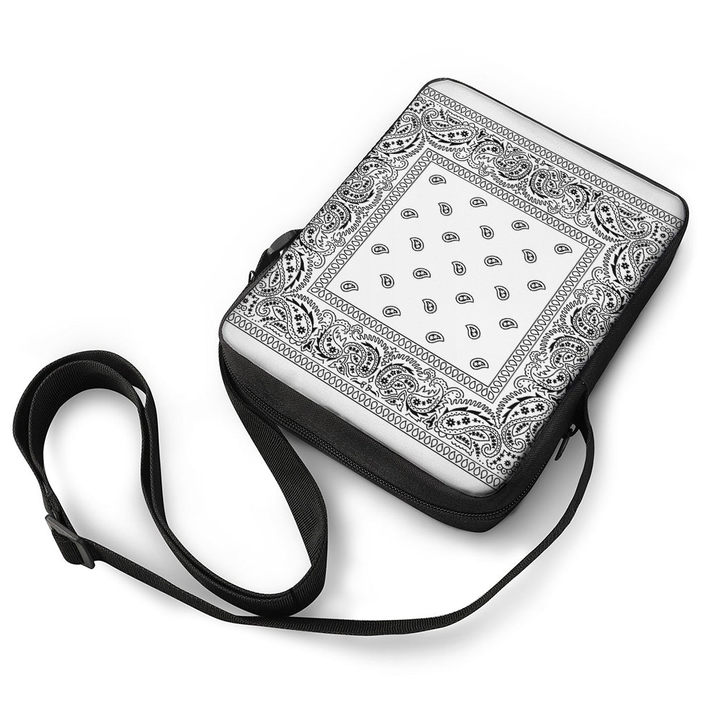 White And Black Paisley Bandana Print Rectangular Crossbody Bag