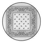White And Black Paisley Bandana Print Round Floor Mat