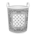 White And Black Paisley Bandana Print Round Laundry Basket