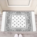 White And Black Paisley Bandana Print Rubber Doormat