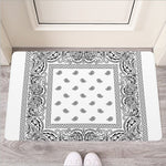 White And Black Paisley Bandana Print Rubber Doormat