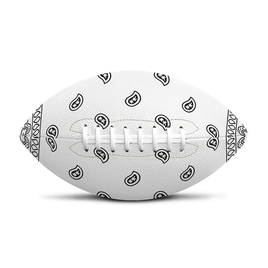 White And Black Paisley Bandana Print Rugby Ball